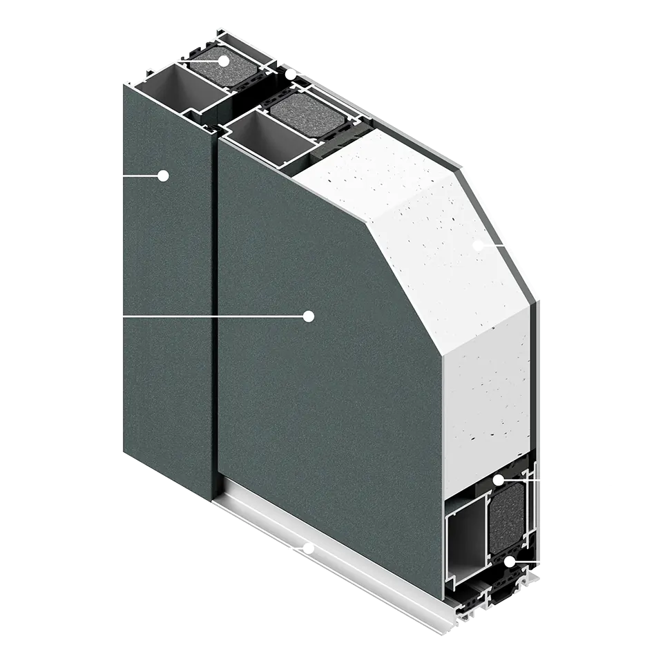 Sezione di una porta in alluminio Premium 86N (esclusiva)